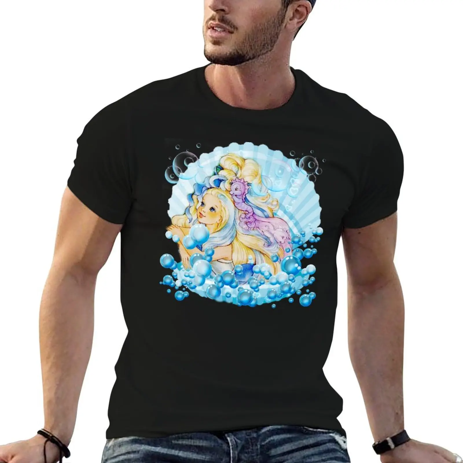 Lady lovely locks maiden golden waves clamshell T-Shirt Regular Fit Plain Tee Shirt