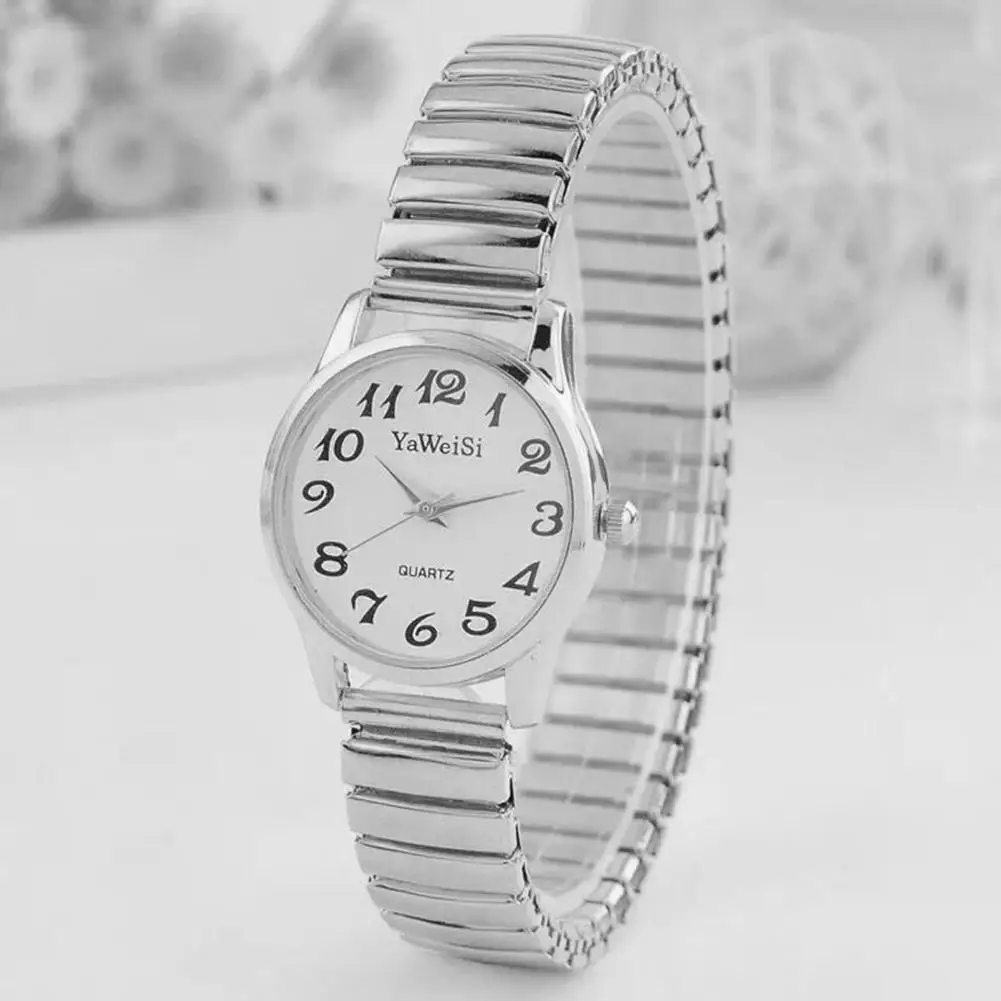 Reloj de cuarzo con banda elástica para mujer, pulsera expandible, Unisex, P0v7