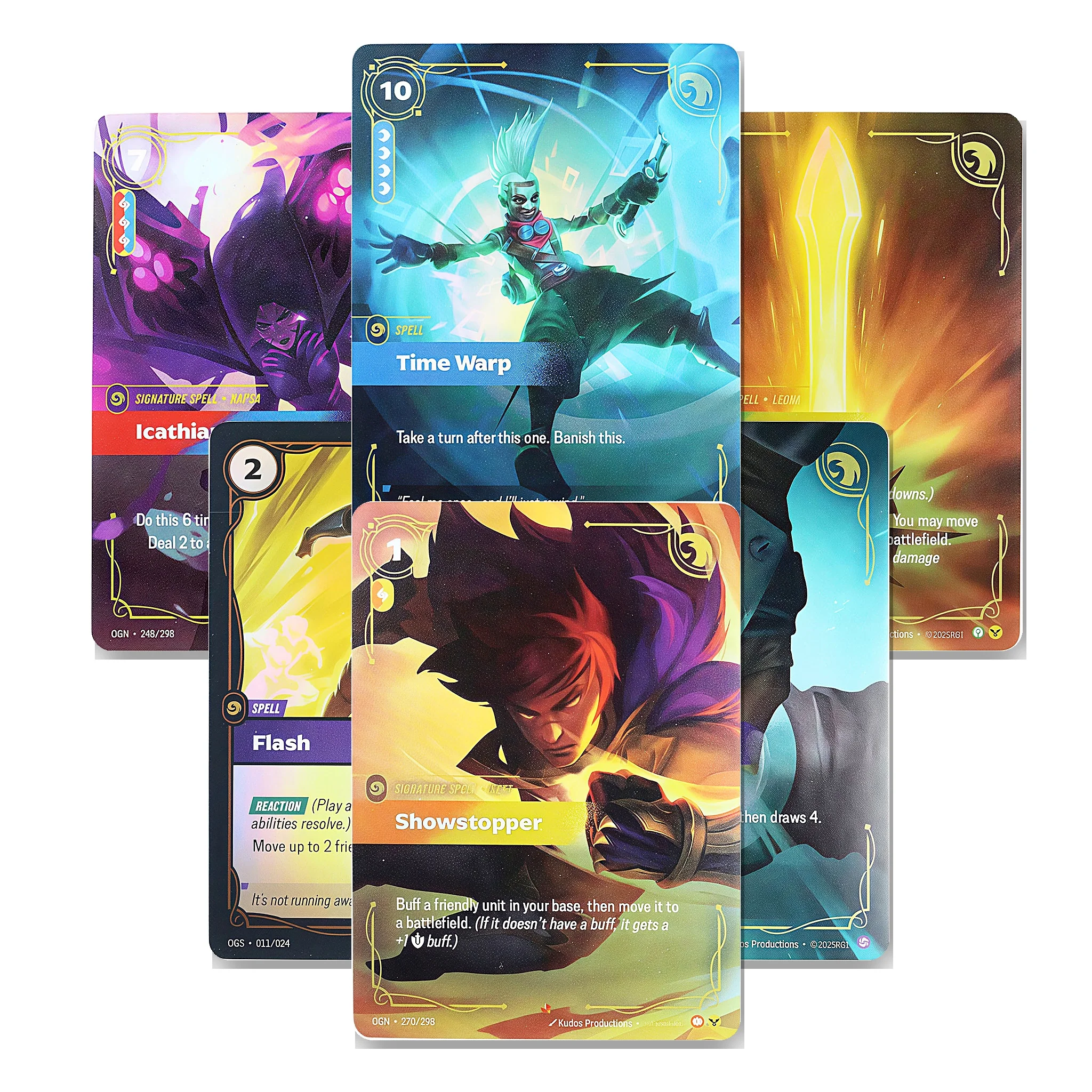 Image of Benutzerdefinierte Riftbound Proxy-Zauberkarten - Flash, Icathian Rain, Invert Timelines, Time Warp, Zenith Blade | TCG für Deck-Tests