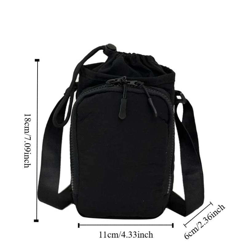 Shoulder Strap Water Bottle Carrier Bag Quick Drying Front Pocket Water Bottle Holder Adjustable Portable