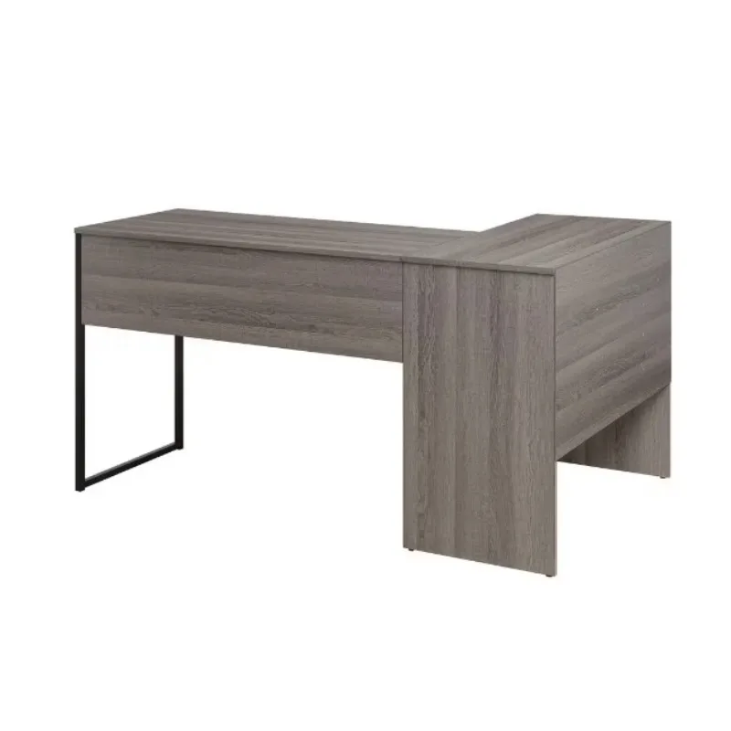 L Shaped Desk with Drawers for Executive and Home Office | Cabot Collection Corner Table with Storage and Chrome Hardware