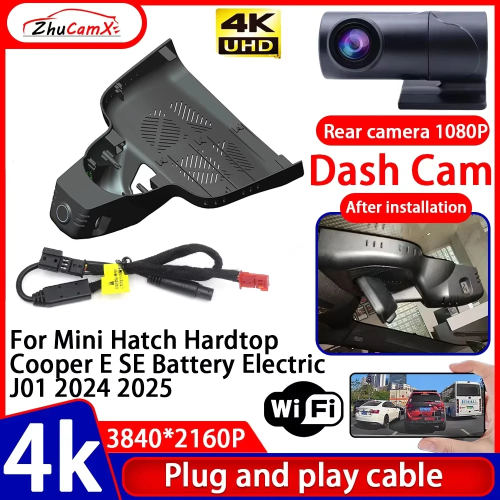 Video Recorder Night Visio 4K Plug and Play Car DVR Dash Cam for Mini Hatch Hardtop Cooper E SE Battery Electric J01 2024 2025