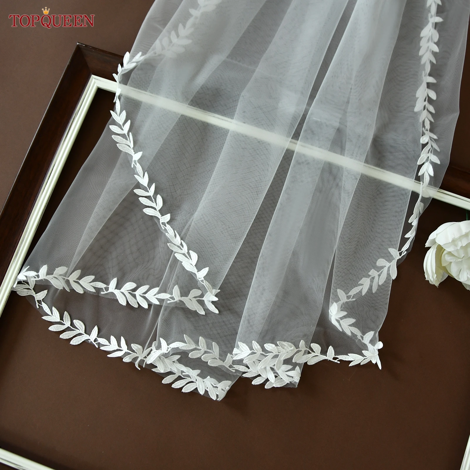 TOPQUEEN V129 كاتدرائية الزفاف الدانتيل الحجاب 3m طويل طرحة زفاف أبيض عاجي مع ورقة الدانتيل اكسسوارات الزفاف للتخصيص