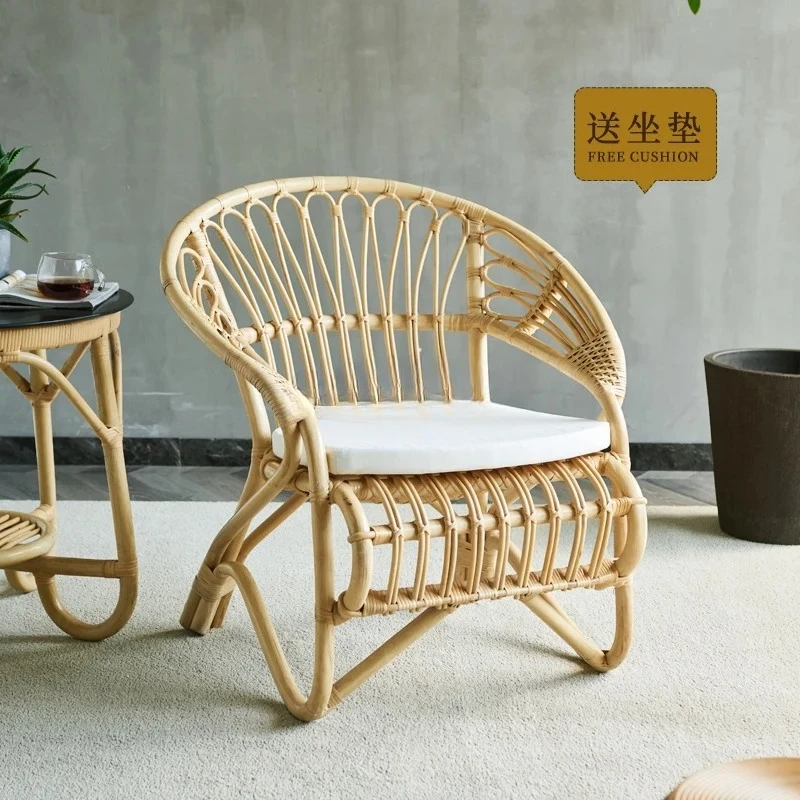Natural rattan chair three-piece  balcony leisure backrest home bed and breakfast