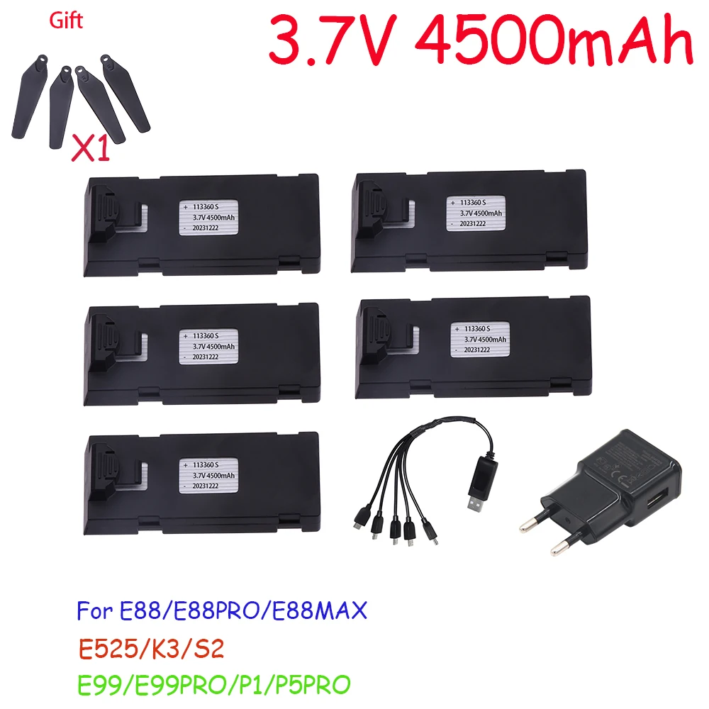 3.7V 4500Mah Battery RC Drone Accessory For E88 E88PRO Ls-E525 E525 PRO Mini Uav Drone Battery Battery+Charger Combination