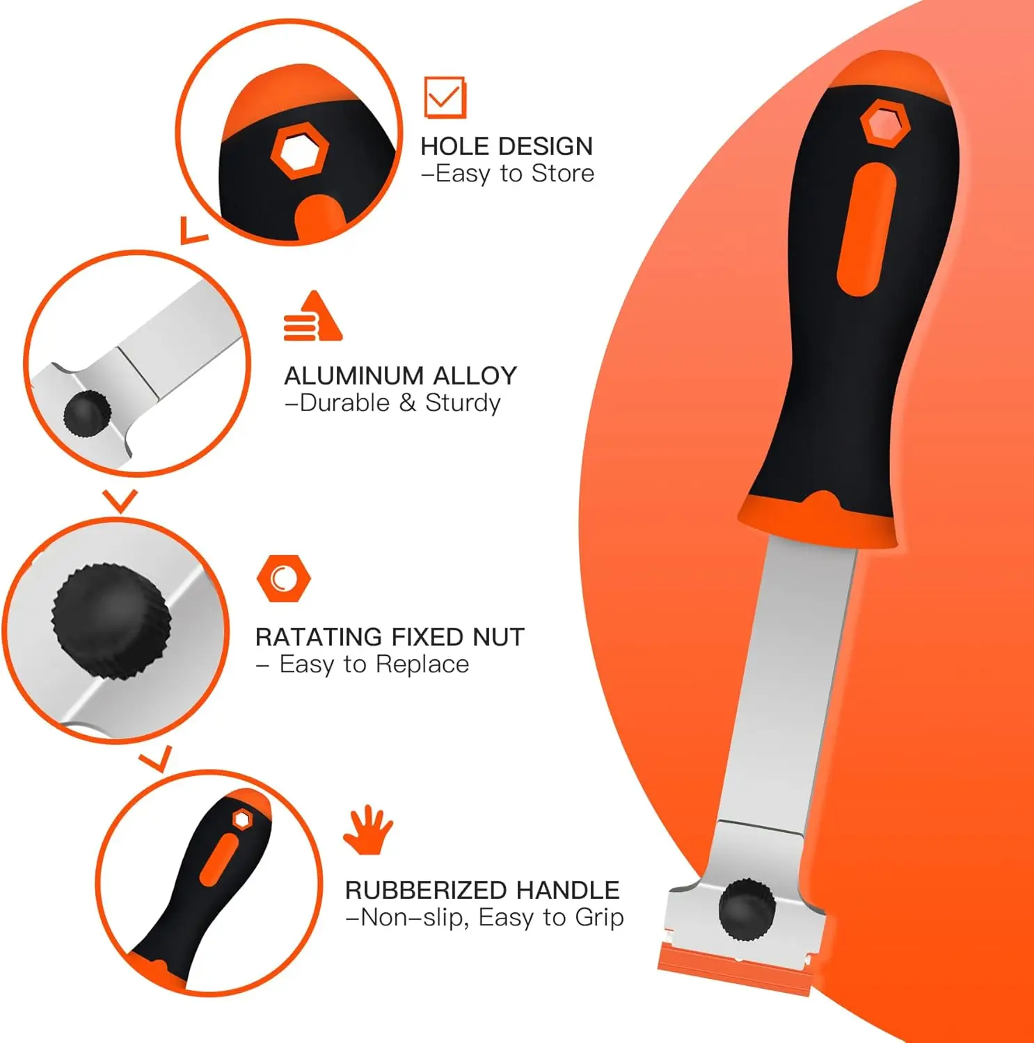 ALIWRAP Long Razor Blade Scraper for Cleaning Car Stickers Film Glue Remover Window Glass Oven Heavy-duty Dirt Removal Scraper