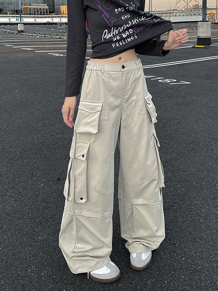 

Men's And Women's Work Pants with Big kets Bell Bot Straight Leg Casual Trousers High Street Faion Autumn Loose Fit