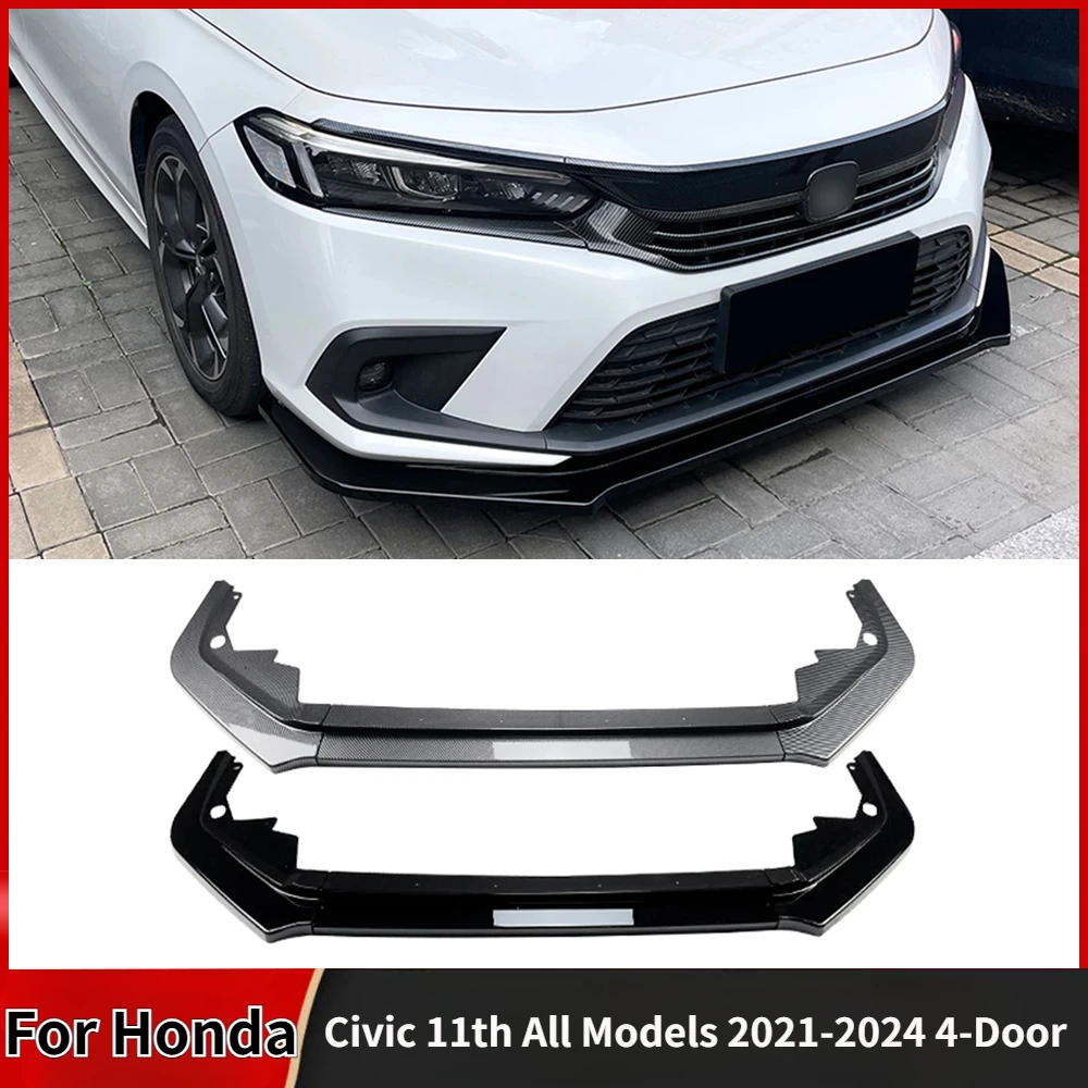 

For Honda Civic 11th All Models 2021 2022 2023 2024 4-Door Front Bumper Spoiler Lip Lower Splitter Body Kit Trim Accessories