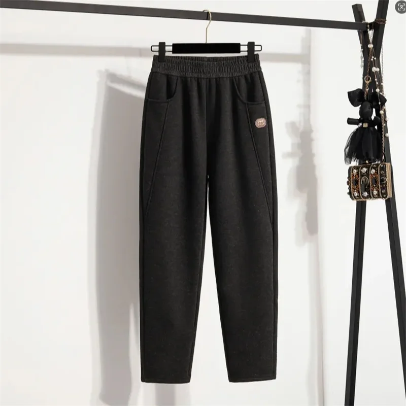 2026 الخريف الشتاء عالية الجودة عالية الخصر سراويل تقليدية المرأة بدلة جديدة السراويل الصوفية موضة تسعة السراويل الأنابيب السراويل الإناث #4