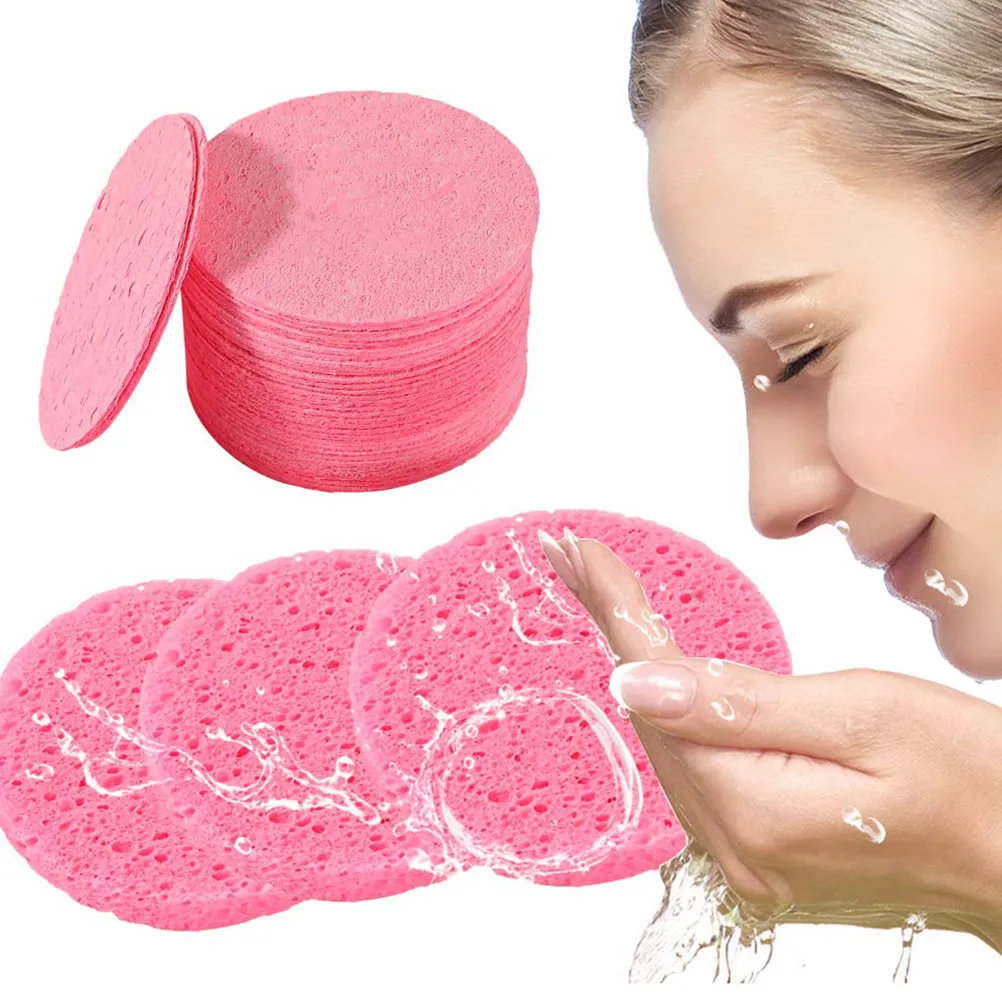 50Pcs Facial Sponge Premium Fiber Wood Pulp Cleansing Makeup Removal Sponge Soft Compressed Spa Face Cleaning Cushion
