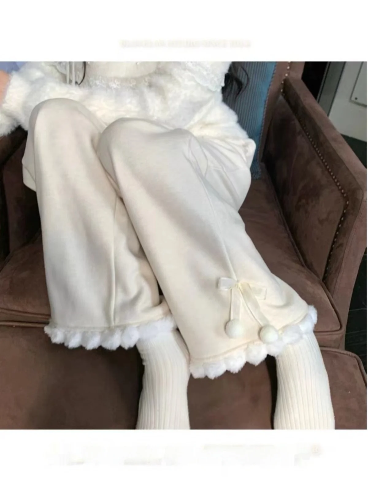 

Стильные японские брюки с высокой талией, свободного кроя, на флисовой подкладке, с широкими штанинами, прямого силуэта, осенне-зимняя новинка