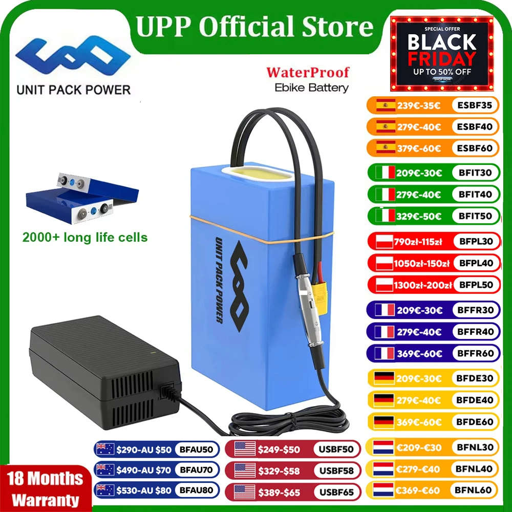 

EScooter Ebike Battery Pack 36V 48V 52V 60V 72V 40Ah 25Ah 20Ah Waterproof Lithium Batteries 250W-3000W Motorcycle/Trikes/Bicycle