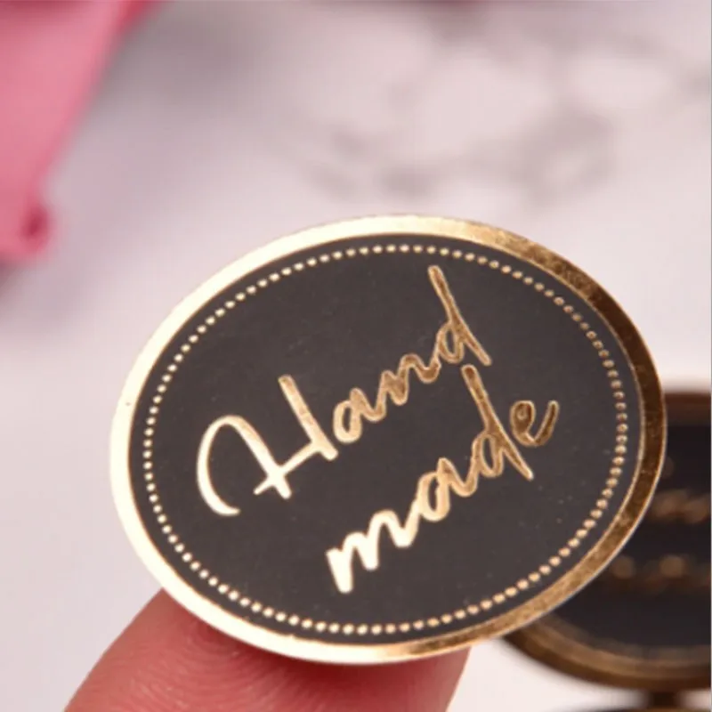 80 sztuk czarny okrągły tłoczony na gorąco 3cm wesele artykuły papiernicze prezent opakowanie na pieczone jedzenie DIY Handmade naklejka samoprzylepna