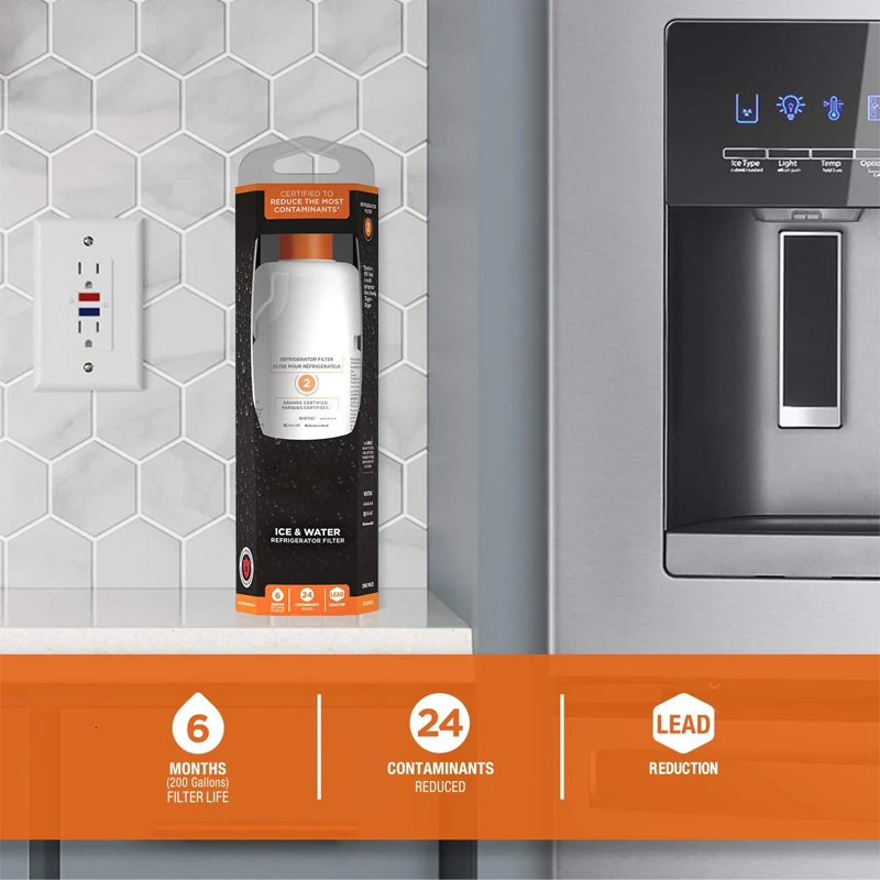 متوافق مع EDR2RXD1، بديل لـ W 10413645 أ، كينمور 46-9082، 9082، 46-9903 KAD2RXD1 ماء وثلج، عبوتان