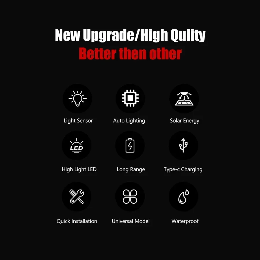 New Waterproof Bicycle Brake Tail Light 3 Light Modes Solar Energy Bike Rear Lamp High Brightness Warning Rear Lamp MTB Road