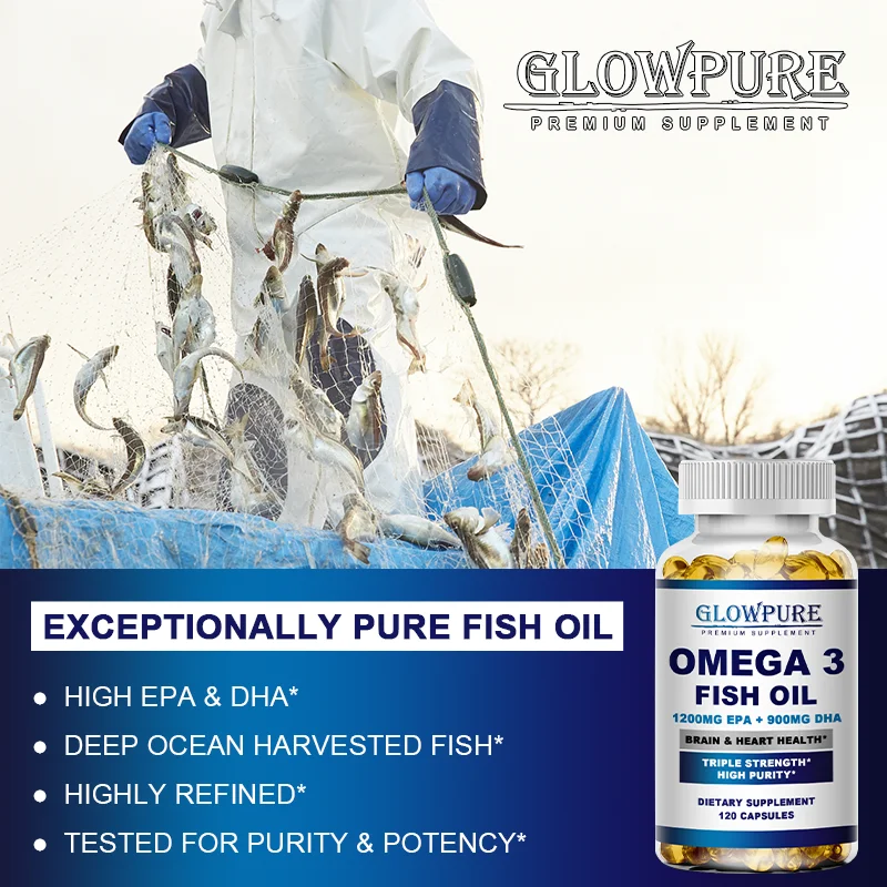 Fish Oil OMEGA-3 for Brain Cognitive Function and Memory, Anti-Inflammation, Antioxidant Joint Health - Rich In DHA And EPA