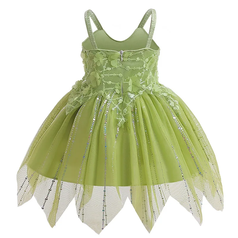 Children Fancy Girl Elf Cosplay Tinker Bell Princess Dress For Kids Carnival Birthday Party Halloween Christmas Dress Up Costume