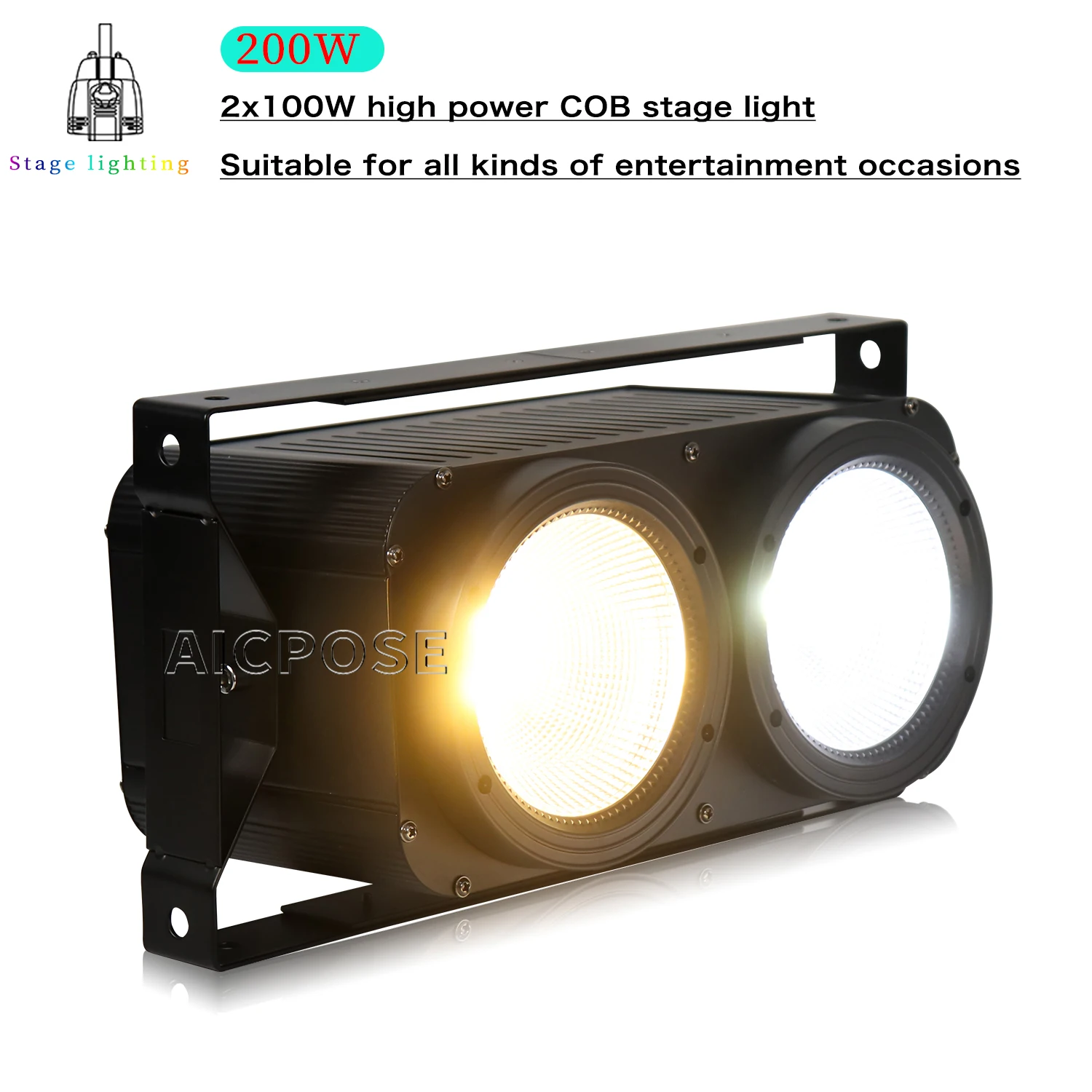 

LED COB 2 Eyes 2x100W Audience Light 200W Cool White/Warm White Stage Light DMX Stage Light Effects DJ Disco Equipment Lighting