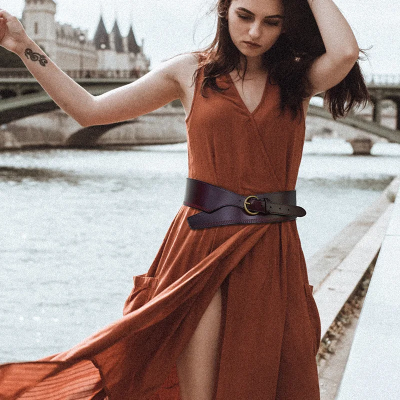 

New Women's Decorative Fashion Waistband Female Coat Retro Needle Buckle Genuine Leather Waist Cover Belt