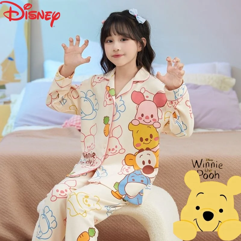 

Милый Дисней Винни Пух Лотсо Лоупи новый креативный мультяшный узор модные длинные брюки с длинными рукавами пижамный комплект домашней одежды