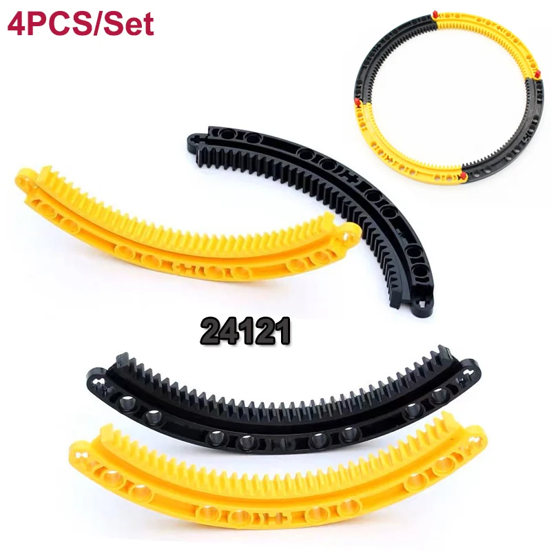 

4PCS MOC 24121 Technology Building Blocks Parts 11x11 Curved 1/4 Circular Arc Gear Rack Assembly Bricks DIY Toys Accessories