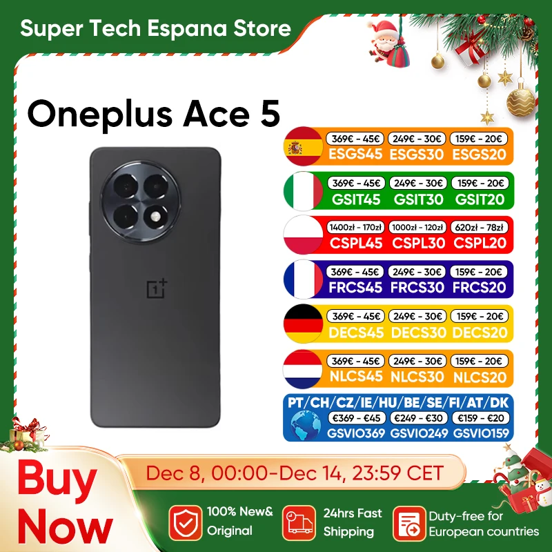 Oneplus Ace 5 5g Smartphone Snapdragon 8 Gen 3 6.78 ''�cran Amoled 80W Supervooc Charge 6415Mah batterie 50Mp Android 15.0 Ota