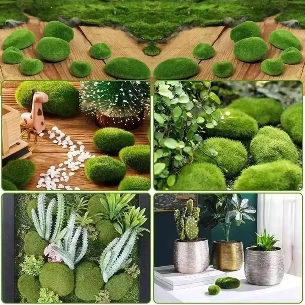 Green Simulated Moss Stone Micro Landscape Decor Garden Decorative Gravel Artificial Moss Rocks Fake Moss Stone Home Decoration