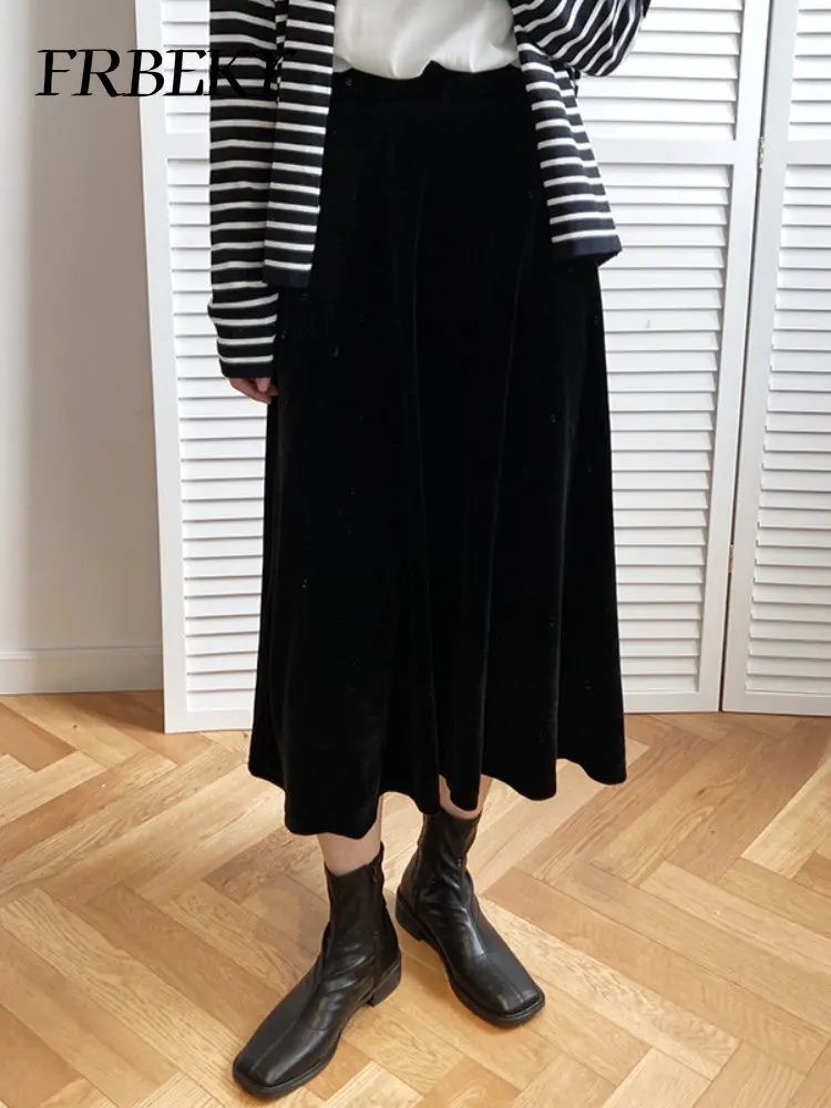 

Spring Black A Word Half Skirt Light Ripe Temperament Large Pendulum Long High Waist Skirt Mini Skirt Korean Fashion Dresses