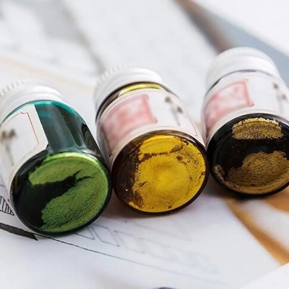 5ml 24 colori oro polvere calligrafia inchiostro Glitter polveri pittura inchiostro penna stilografica colorata inchiostro Graffiti sicuro vetro scrittura inchiostro