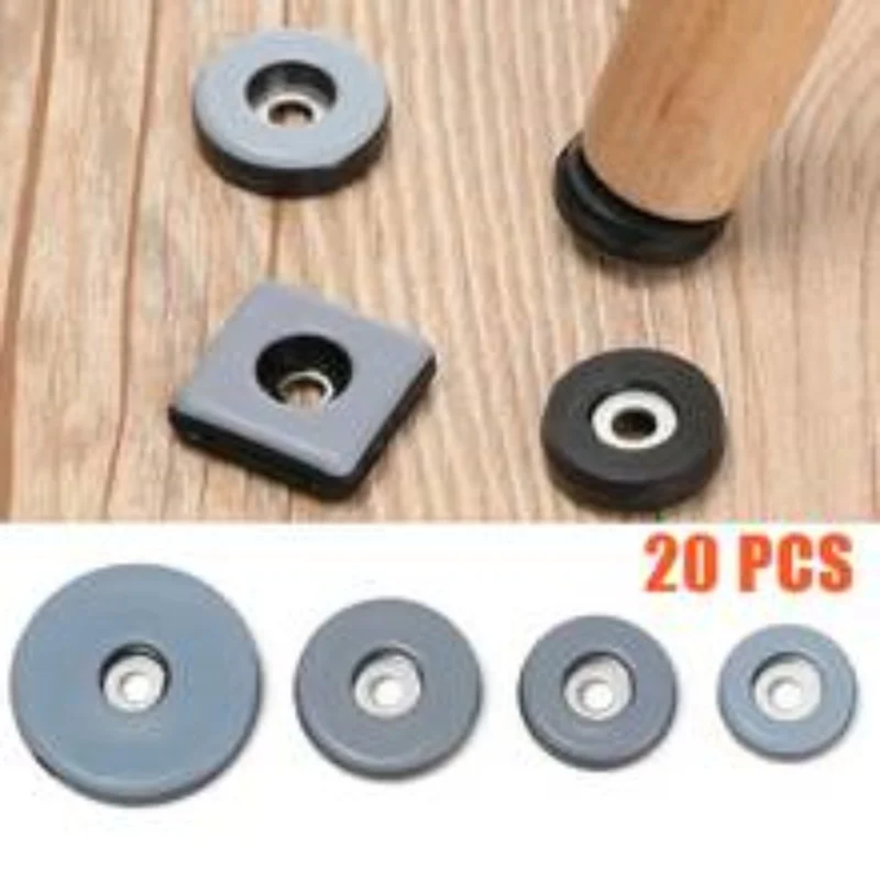 20PCS เฟอร์นิเจอร์ Anti SLIP เงียบหนาสวมใส่เท้าพร้อมสกรูใช้สําหรับเตียงโต๊ะโซฟาเก้าอี้รับประทานอาหาร Heavy Duty