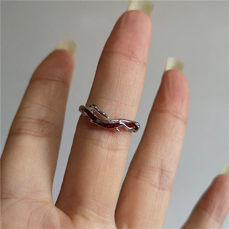 Punk Exaggerated Geometric Black & Red Cross Ring, Gothic Jewelry