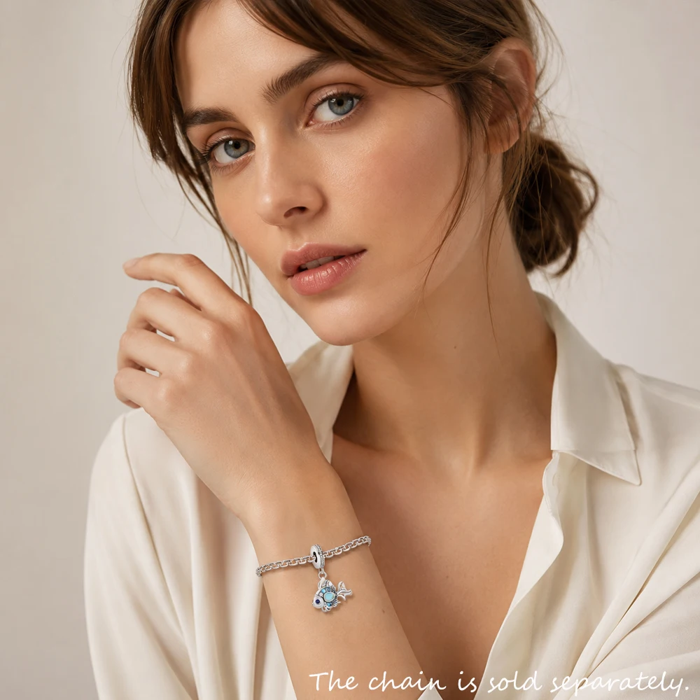 Blue Maritime Fish Charm Pendant 2023 Spring 925 Sterling Silver Trendy Lucky Gift For Women Jewelry