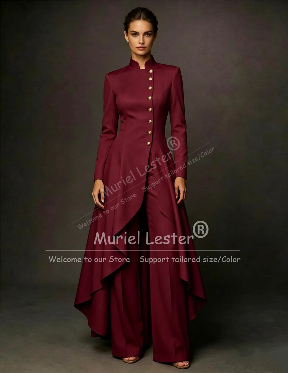 Unique Design Women Suits Long Customized Chinese Style Jacket Pants 2 Piece Sets Bride's Mother Clothing Formal Wear Lady Dress