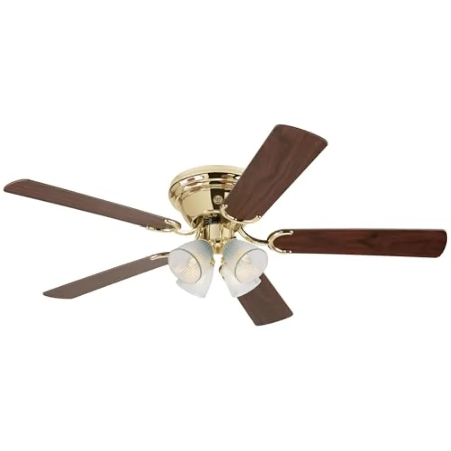 

CONTEMPRA IV indoor ceiling fan with light, 52 inch, brass finish, energy-efficient LED lighting and quiet motor for living roo