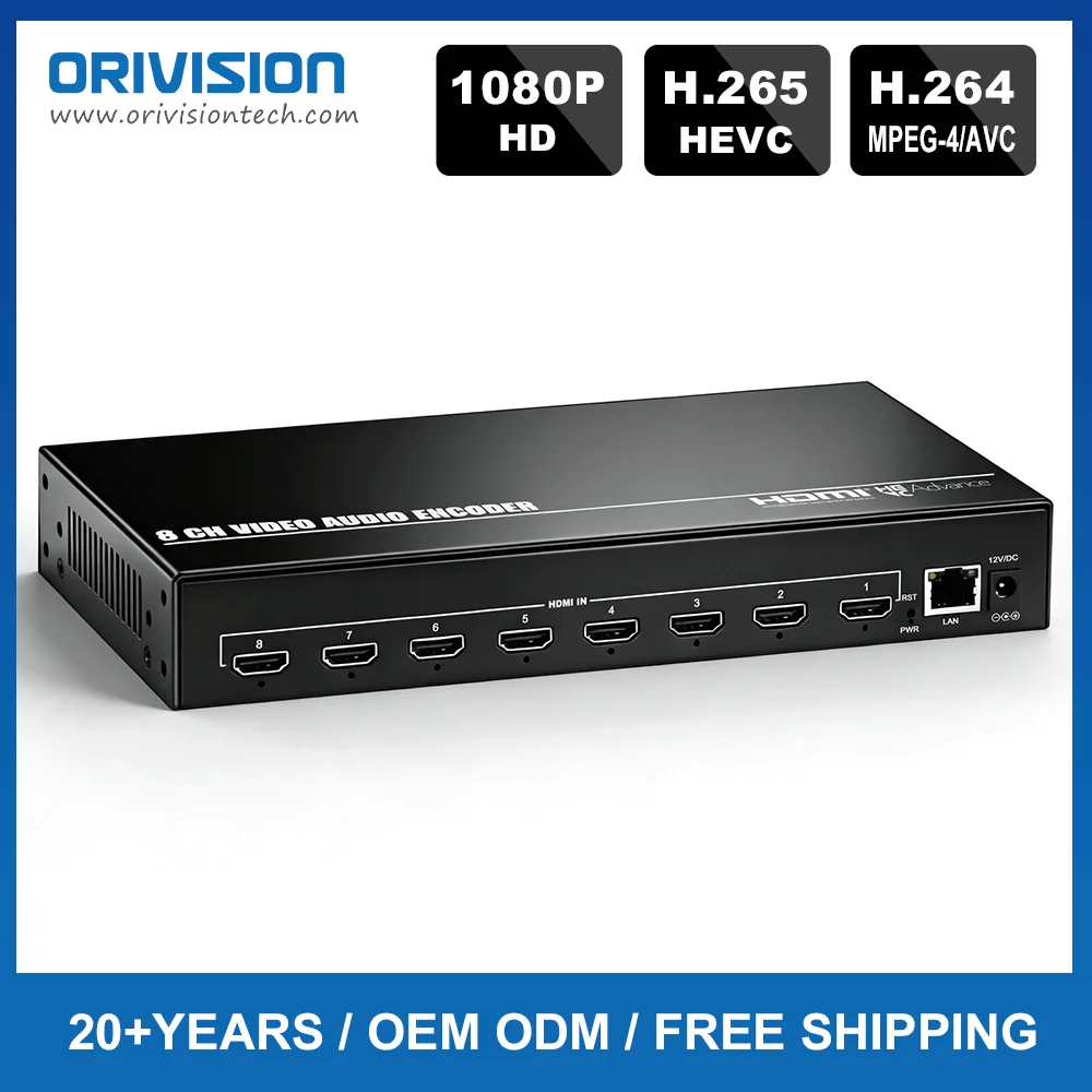 8 in 1 Live Streaming HDMI Encoder H.265 H.264 MJPEG HDMI to IP Video Encoder With SRT/RTMP/RTMPS/RTSP/UDP