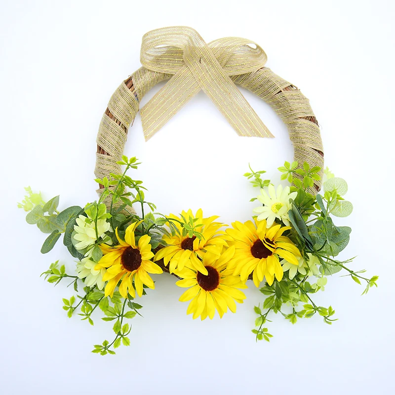 

Металлические подвесные украшения подсолнечника, суккуленты, лепестки цветов, настенное бамбуковое кольцо, свадебные искусственные подарки, аксессуар