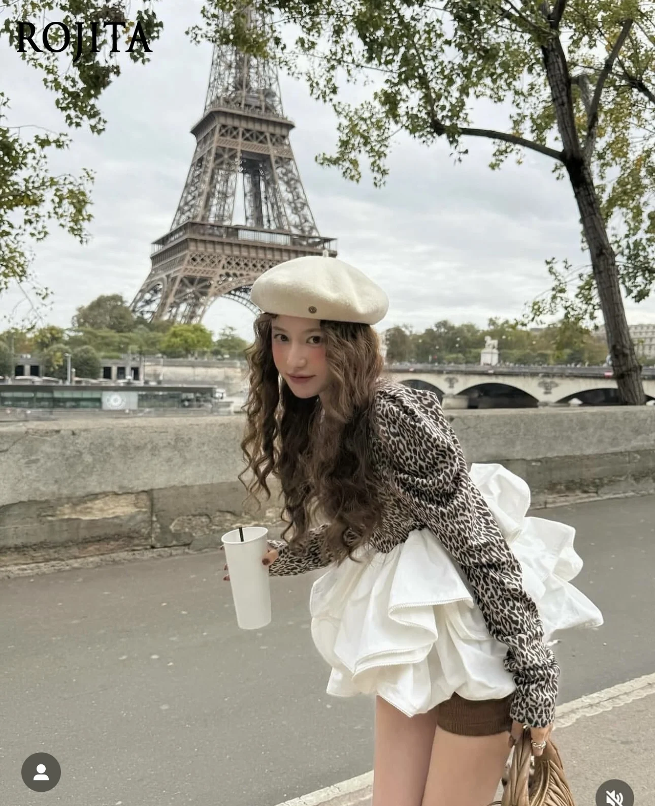 

Japanese Style Girl Ruffled Puff Sleeve Leopard Print Top Women Round Neck Ruffled Patchwork Long Sleeve T-Shirt