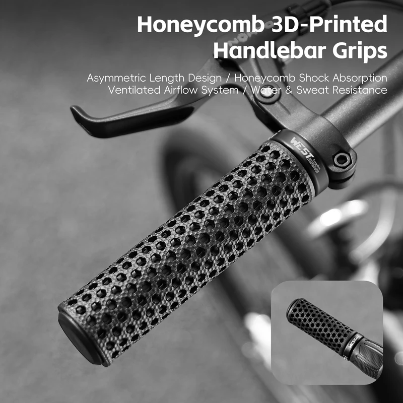 

3D Printed Bicycle Grips Bike Shock Absorbing Hollow Lock-On Handlebar Cover Ultralight Cycling Anti-Slip MTB Ergonomic Grips