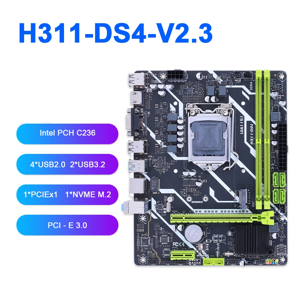 

H310 Desktop Motherboard DDR4 NVME M.2 USB Mainboard Support 6th-9th CPU Computer Motherboard SATA3 & USB2.0/3.2 LGA1151