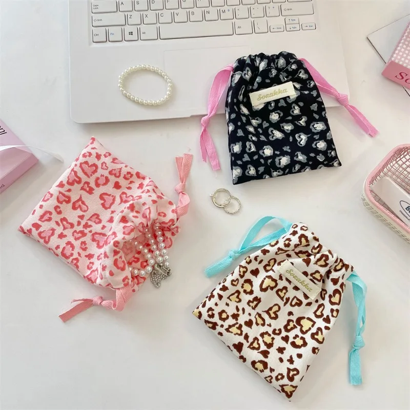Small Coin Purse Key Earphone Data Cable Drawstring Storage Cloth Bag Jewelry Lipstick Cosmetic Tote Rope Pouch String Mini Bags