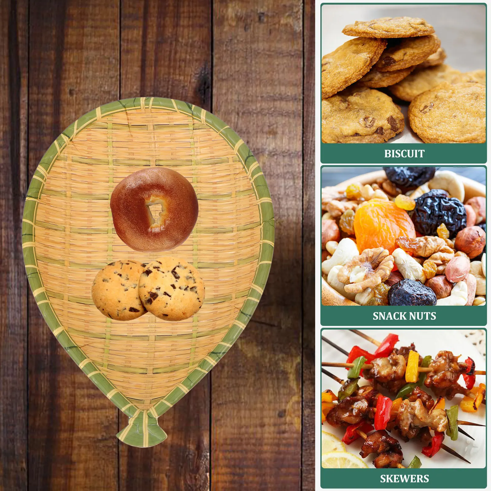 

2Pcs Bamboo Woven Plates Simulation Woven Tray for Food Storage Home Kitchen Decorative Basket Household Sundry Holder