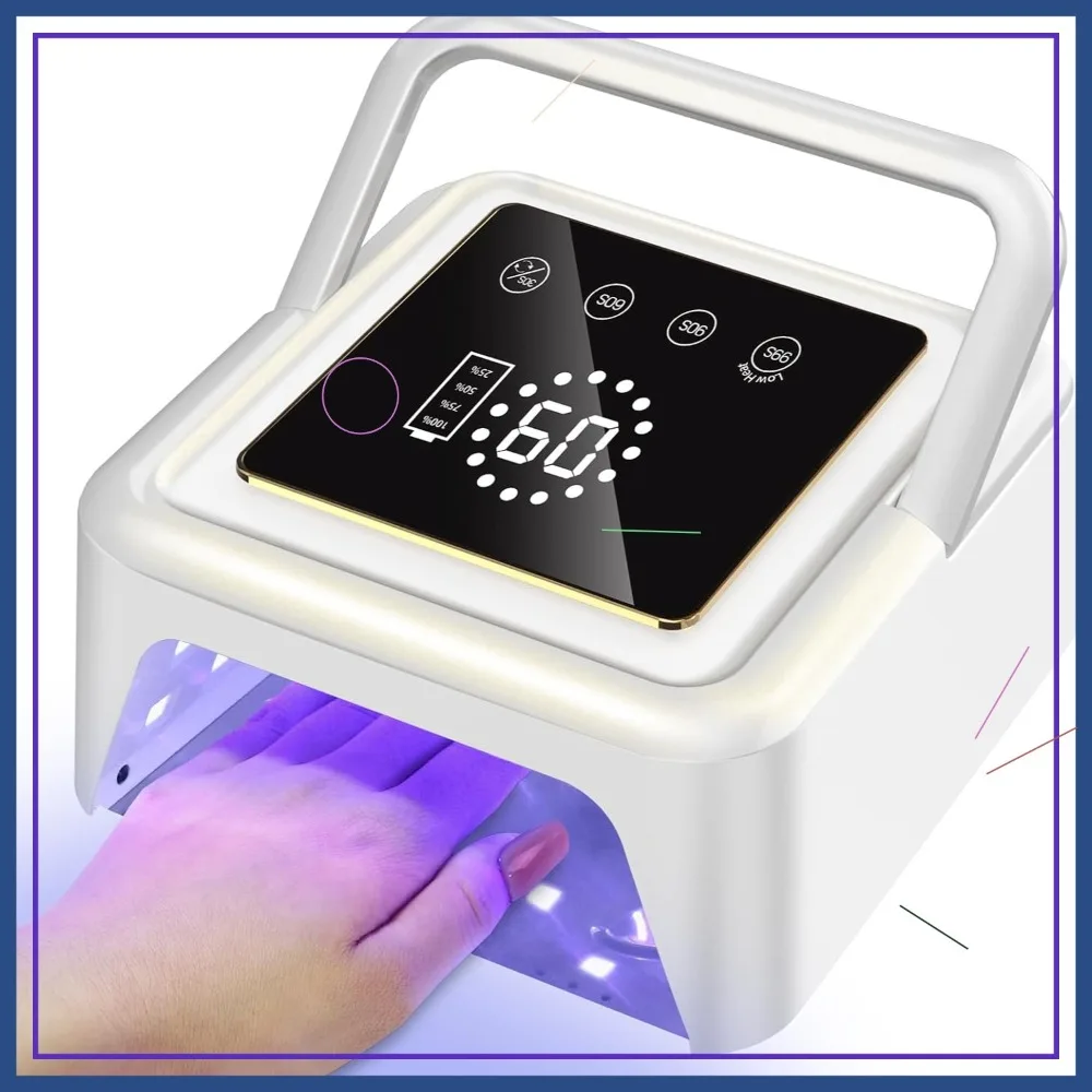 

Беспроводная УФ/LED лампа для ногтей 108 Вт с сенсорным дисплеем, 36 светодиодами и автоматическим датчиком для быстрой полимеризации гель-лака дома или в салоне