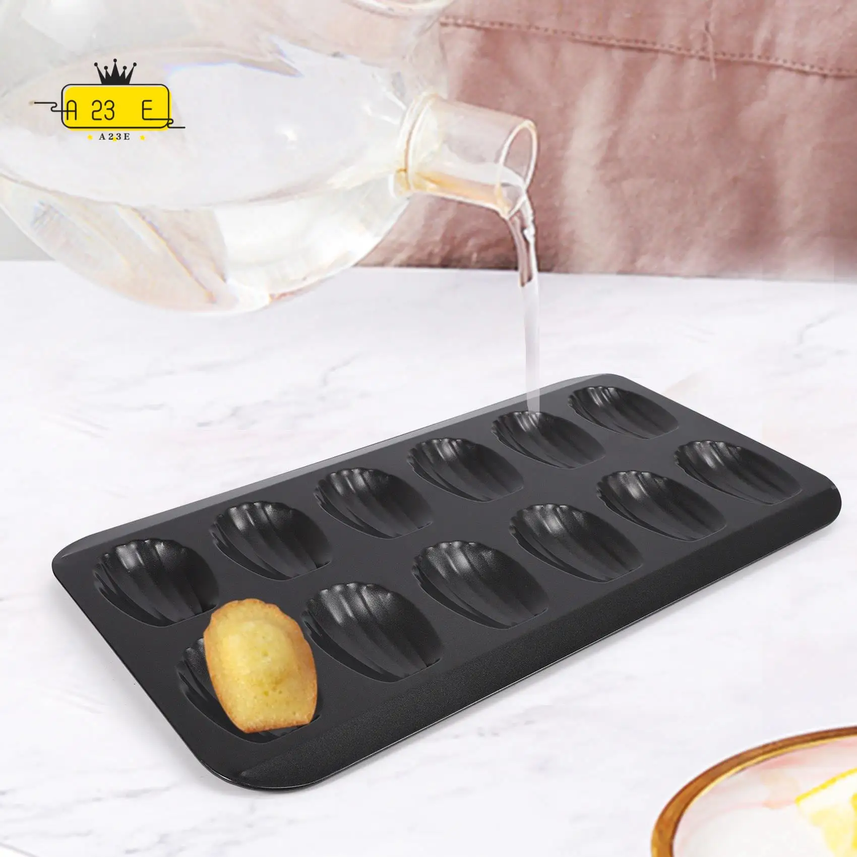 

A23E-2 Packs Non-Stick Madeleine Pot, Baking Mold 12 With Shell Cake Baking Tray Chocolate Non-Stick Baking Tray, Used For Oven