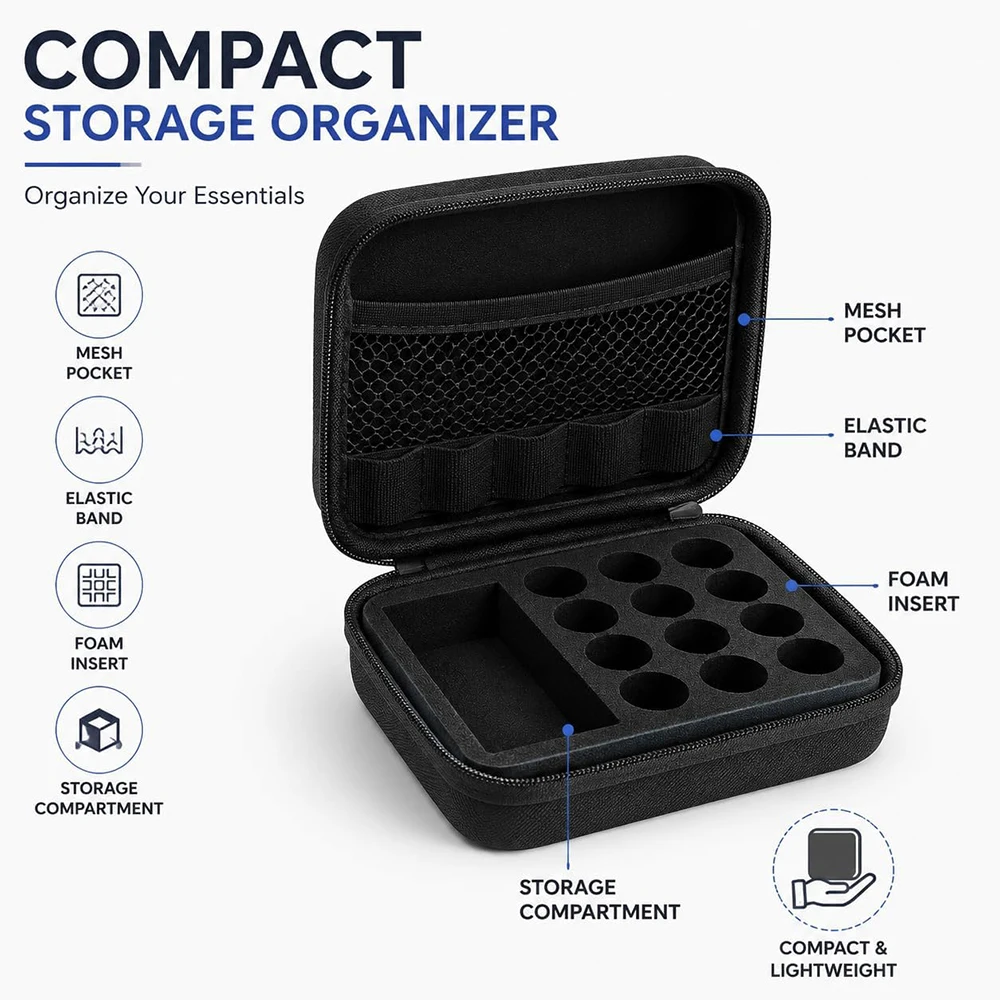 Portable Peptide Vial Case for Fridge Storage Insulin Bottle Organizer Holds with Shock Absorbing Sponge Hard Shell Travel Case