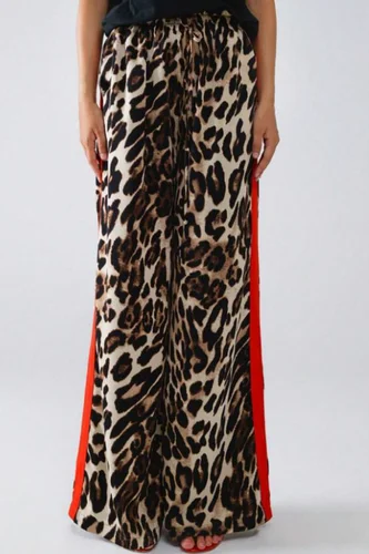 Imagen 2 del producto Nuevos pantalones de pierna ancha informales con estampado de leopardo a la moda para mujer