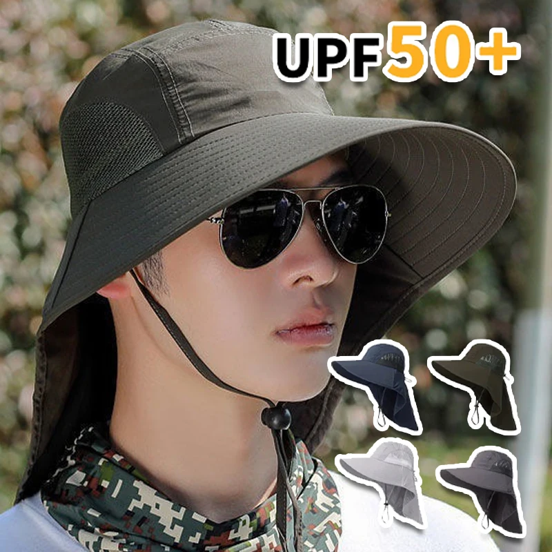Large Brim UV Sun Hat Lightweight Men Women Summer Outdoor Sunshade Cap Face Neck Shield Fishing Sunscreen Protection