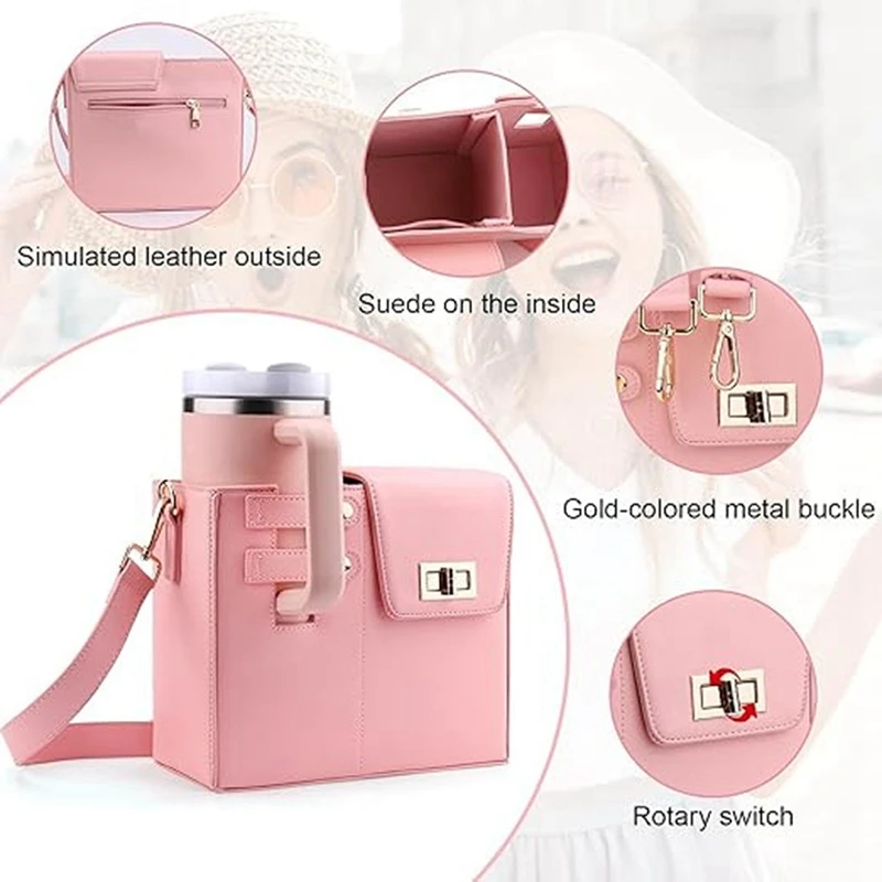 Outdoor Portable Crossbody Water Cup Storage Bag, Multifunctional Water Bottle Holder With Adjustable Shoulder Strap