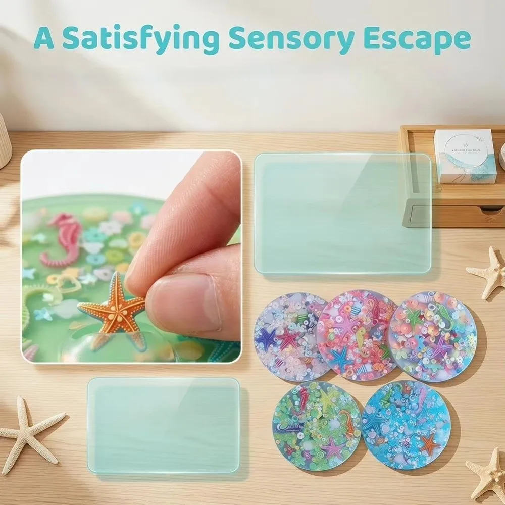 Juguetes Ocean Themed Skin Picking Fidget Toy Kawaii Silicone Sensory Fidget Toy Cute Picky Pad Sensory Anxiety