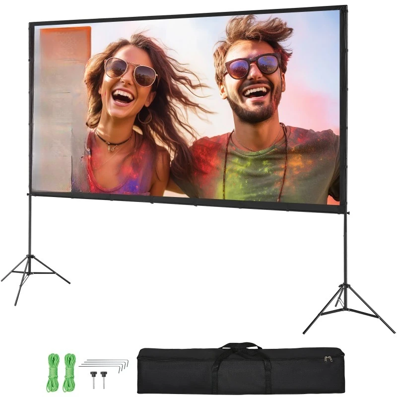 Suc Projector Screen with Stand 100 120 150 inch 16:9 4K 1080 HD Portable Projection Screen for Home Office Theater Cinema