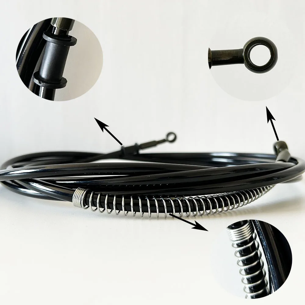 DOT Certified 90° Hydraulic Brake Hose 10-500cm Braided Steel Oil Line with 10mm Banjo (M10x1.0 & 1.25) For Kawasaki/Yamaha